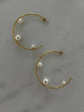 Large Pearl Hoop Earrings