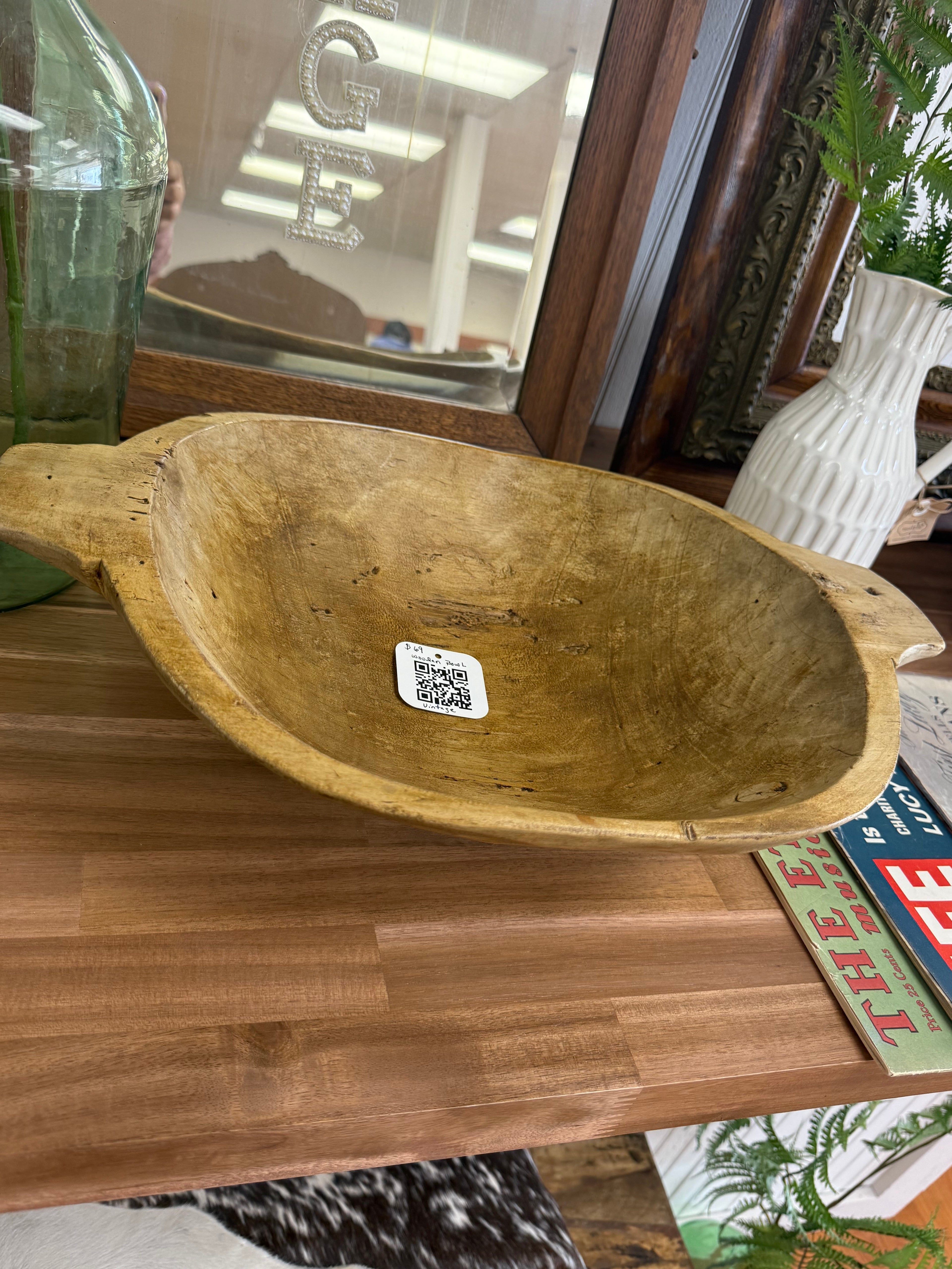 Light Brown Wooden Bowl